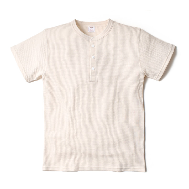 ヘンリーネック Tシャツ メンズ 無地 サーマル ワッフル 夏