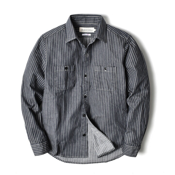 ヒッコリー ストライプ シャツ メンズ 長袖 厚手 国産 春 秋 大きい