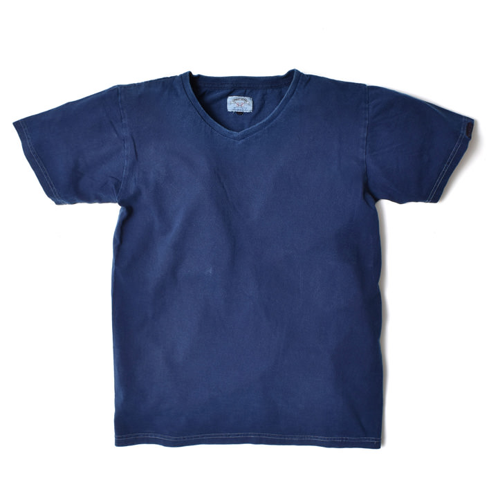 Vネック Tシャツ メンズ 半袖 国産 藍染 インディゴ アメカジ 大きいサイズ｜junmall｜02
