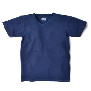 Vネック Tシャツ メンズ 半袖 国産 藍染 インディゴ アメカジ 大きいサイズ
