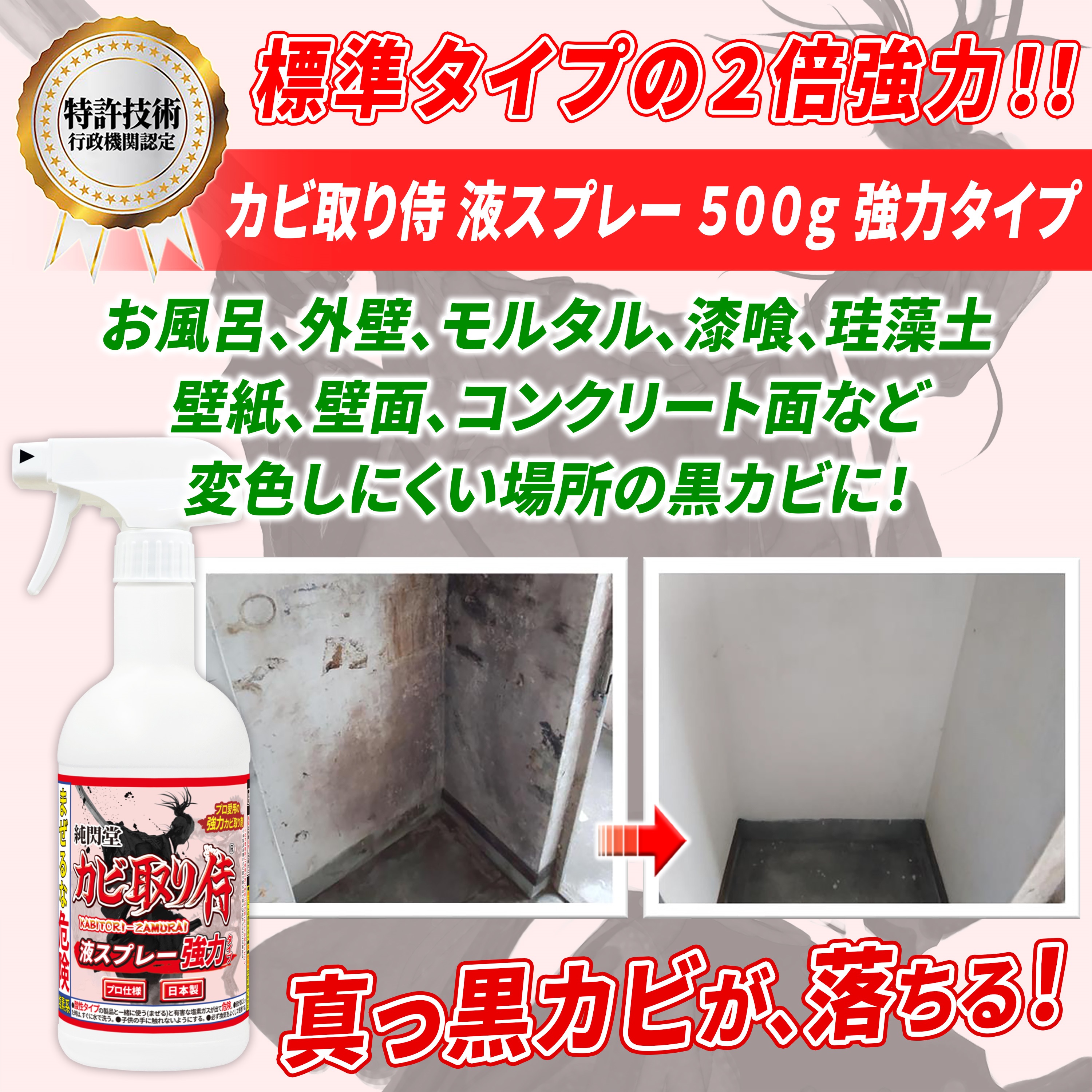 衝撃特価 強力カビ取り剤 カビ取りスプレーEELHOE 100ml 3本セット