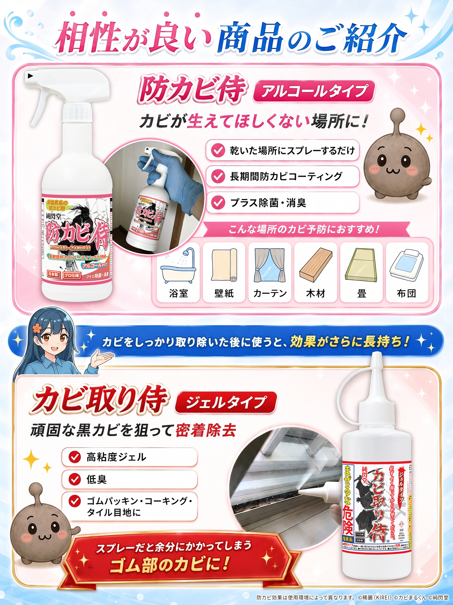 純閃堂 カビ取り カビ取り侍 液タイプ 1kg ソフトタイプ(茶色)／部屋の
