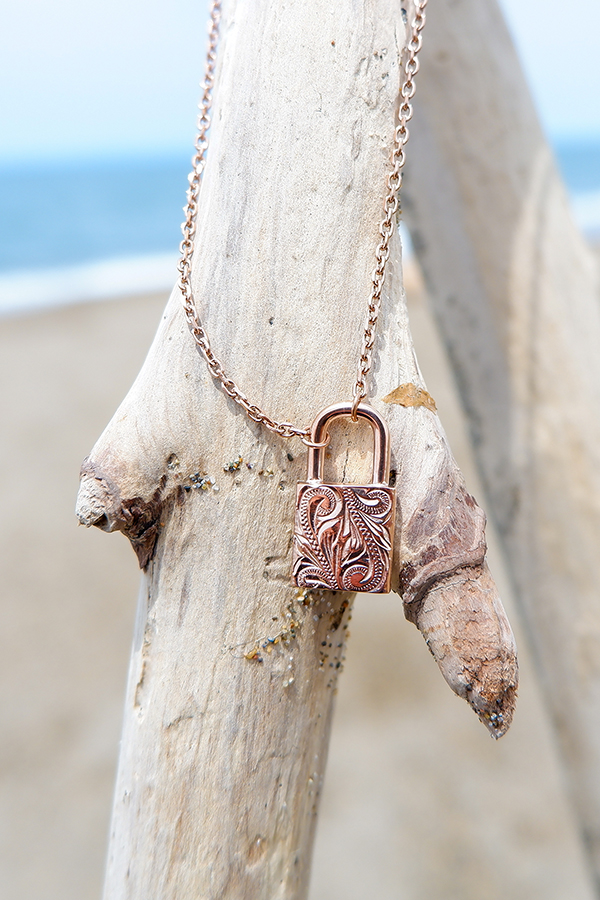 ハワイアンジュエリー ネックレス パドロック 南京錠 鍵ゴールド