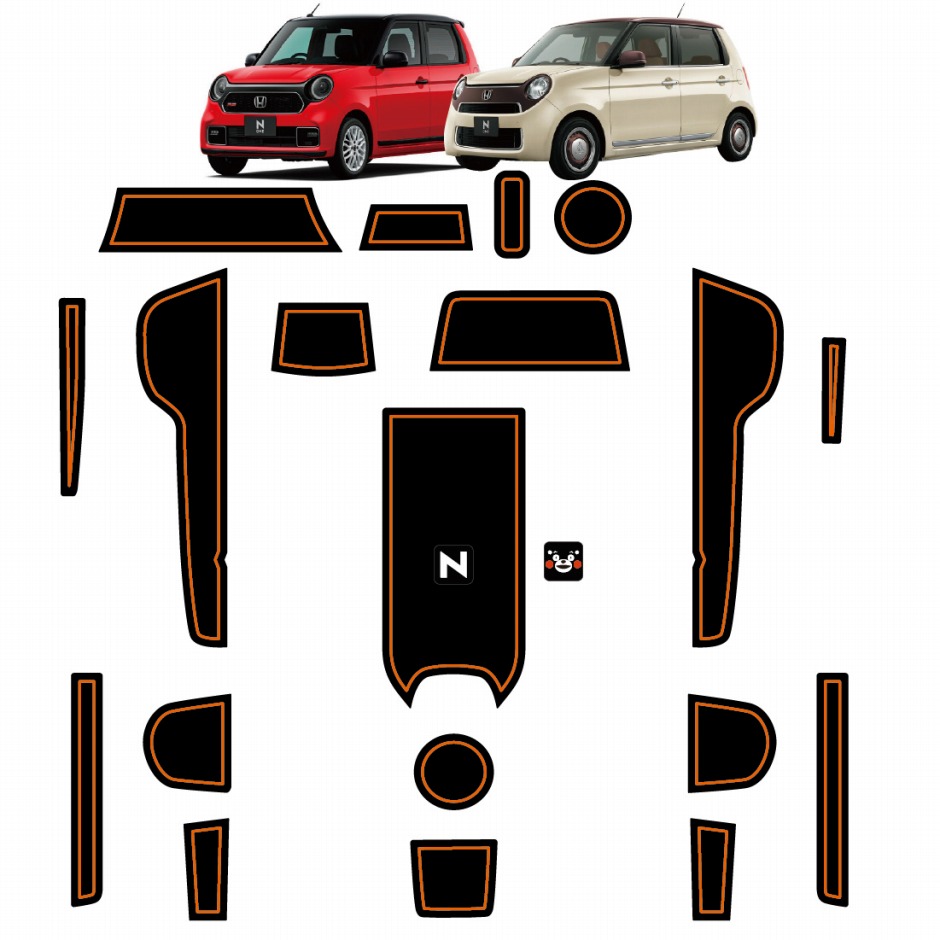N-ONE JG3 JG4 インテリアラバーマット ゴムマット (ホワイト/レッド