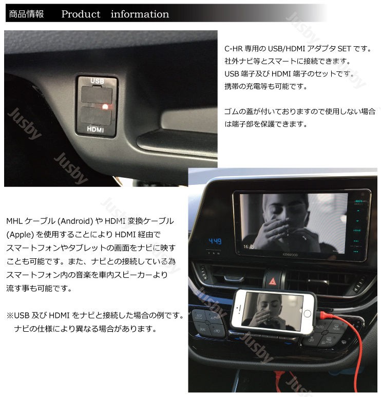 C-HR(ZYX10/NGX50)用 USB/HDMIアダプターKIT (USB TypeA) HDMIソケット