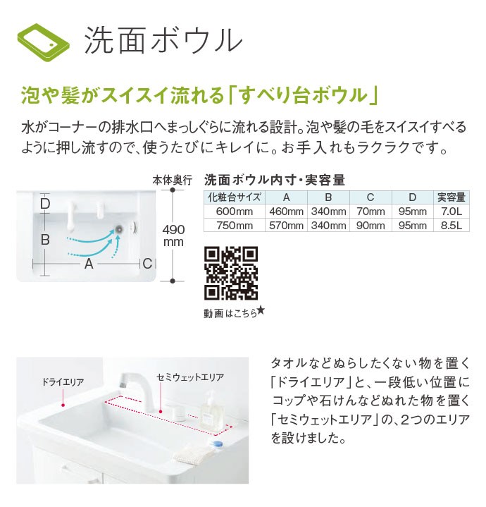 メーカー直送】 家電と住宅設備のジュプロVシリーズ 洗面化粧台 幅75cm