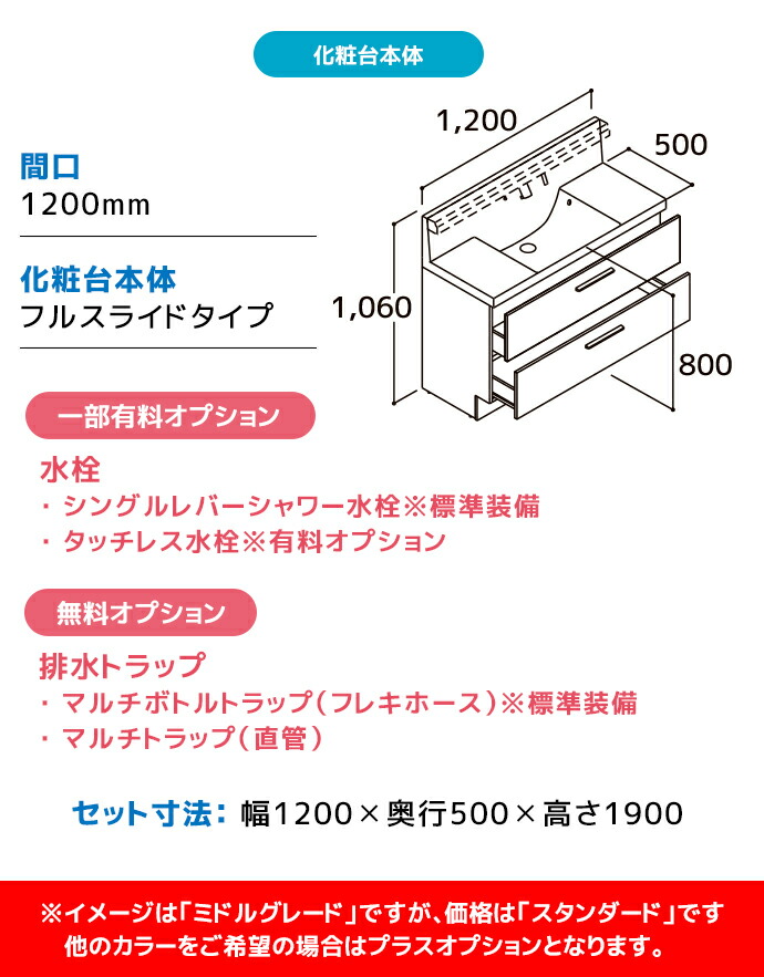 LIXIL（リクシル） 洗面台 EV 奥行500 1200幅 フルスライドタイプ 3面