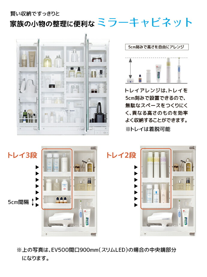 LIXIL 洗面台 EV 奥行560 750幅 引出しタイプ 3面鏡スリムLED くもり止めコート付き EAH-755▲Y△-A□◆/●FC MEA-753TXJU 高さ1900mmの画像