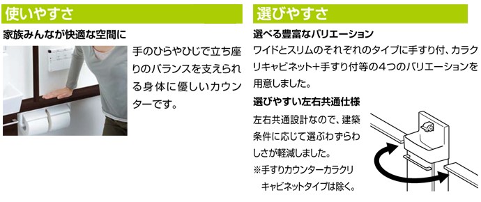 トイレ手洗 リクシル コフレルワイド 手すりカウンター キャビネット