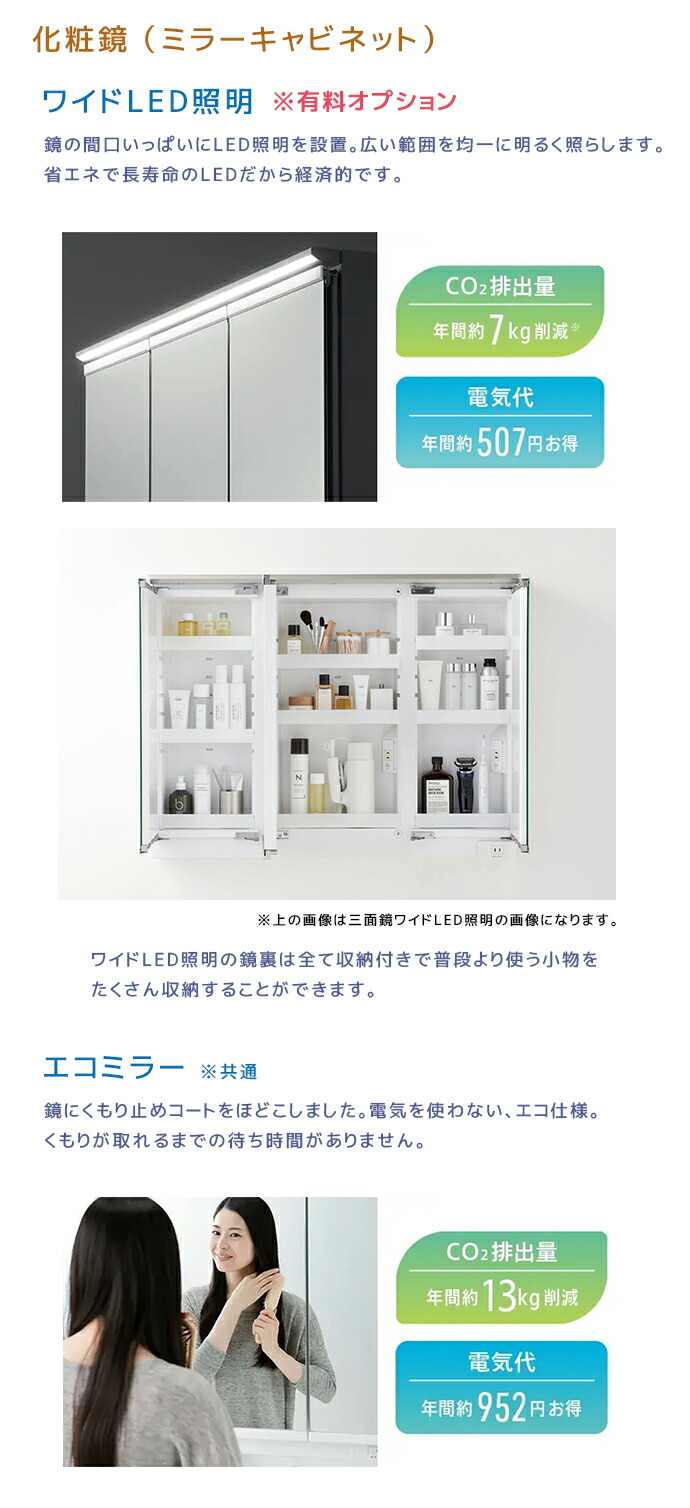 TOTO 洗面台 オクターブライト600幅 2段引き出しタイプ エコミラーあり 1面鏡 2面鏡 LDSFS060△Q◆□▲1● LMFS060A■C1G 高さ1900mmの画像
