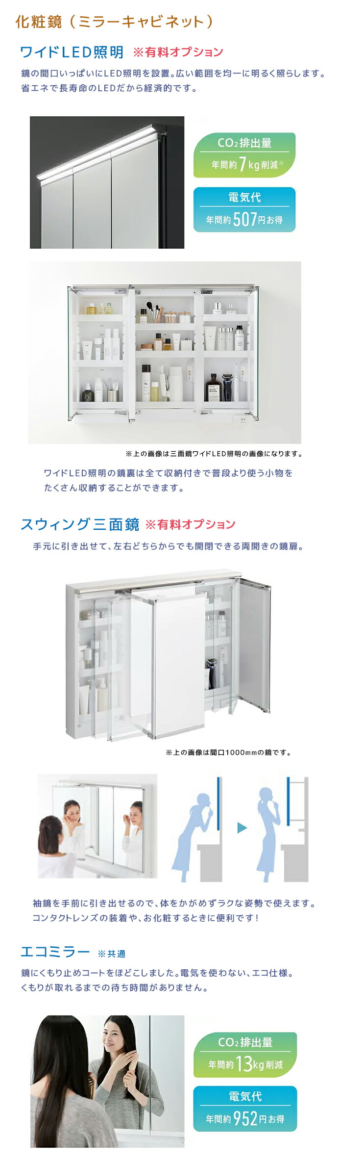 TOTO 洗面台 オクターブライト750幅 片引き出しタイプ エコミラーあり 1面鏡 3面鏡 LDSFS075△J◆□▲1● LMFS075A■C1G 高さ1900mmの画像