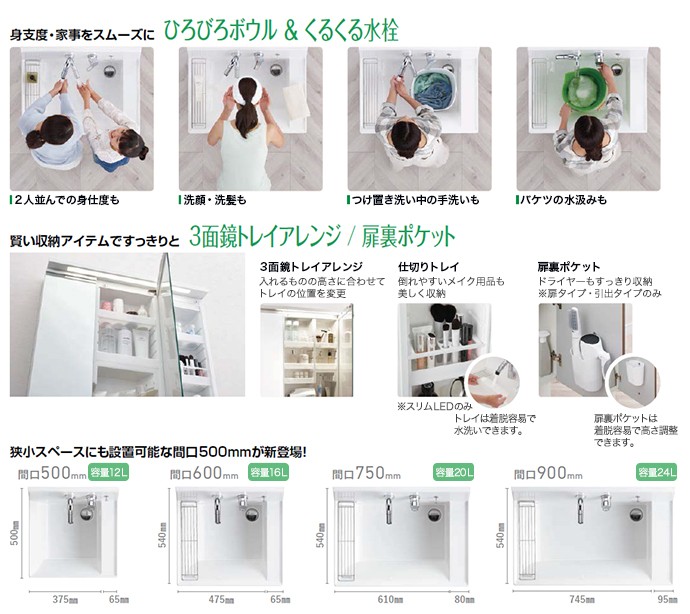 洗面化粧台 ピアラ 3面鏡 900mm LED照明 くもり止めコート付き 引出 