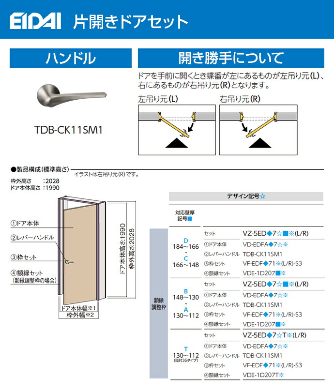 EIDAI（永大） 永大産業 スキスムS 片開きドアセット VZ-5ED◇7☆□※(L