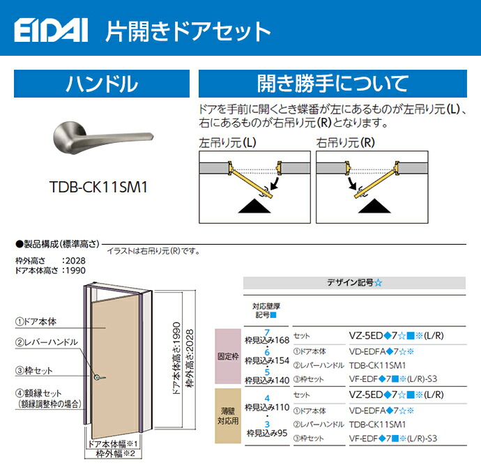EIDAI（永大） 永大産業 スキスムS 片開きドアセット VZ-5ED◇7☆□※(L