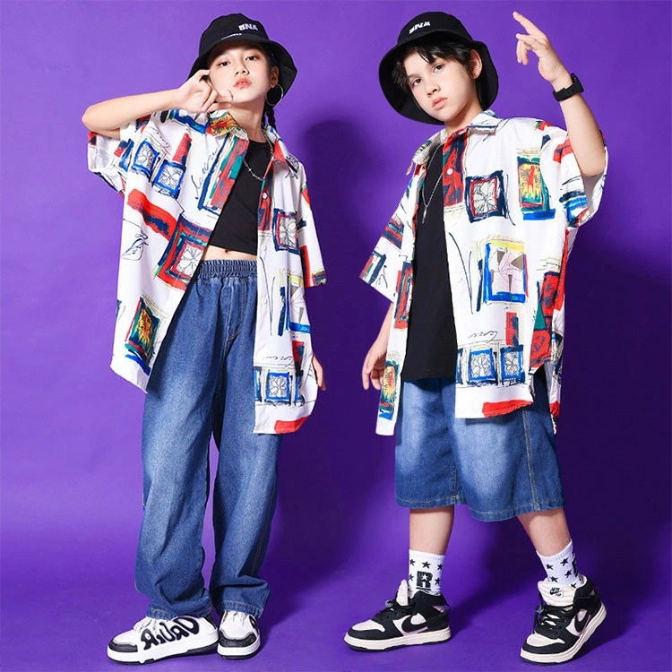 キッズ ダンス 衣装 ヒップホップ ゆるシャツ 半袖 デニム パンツ