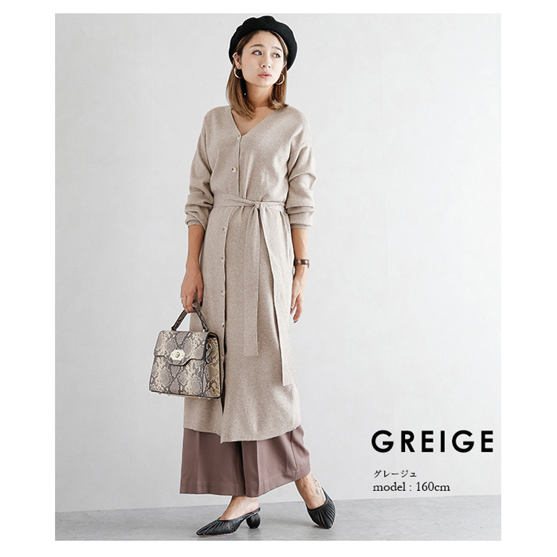 カーディガン レディース 秋冬 ロング 前後2WAY ニット ワンピース