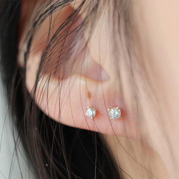 X176 ピアス レディース k18 Plated rose gold S925 RainbowGirl（アクセサリー） ピアス レディース 一粒ダイヤ CZ