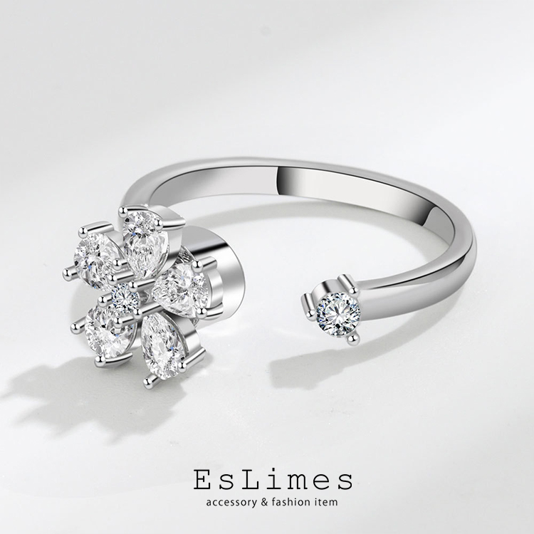 指輪 レディース お花 ダイヤリング フラワー 回る サイズフリー