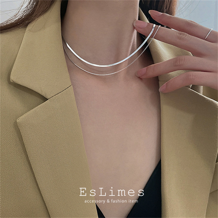 充実の品 ネックレス レディース 2連 チョーカー チェーンネックレス シンプル 重ね付け キラキラ おしゃれ カジュアル 原宿系 人気 女性 Aynaelda Com