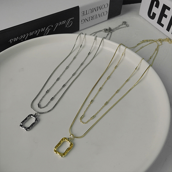 ダブルチェーンネックレス レディース 2本セット K18GP 二連 3WAY着用