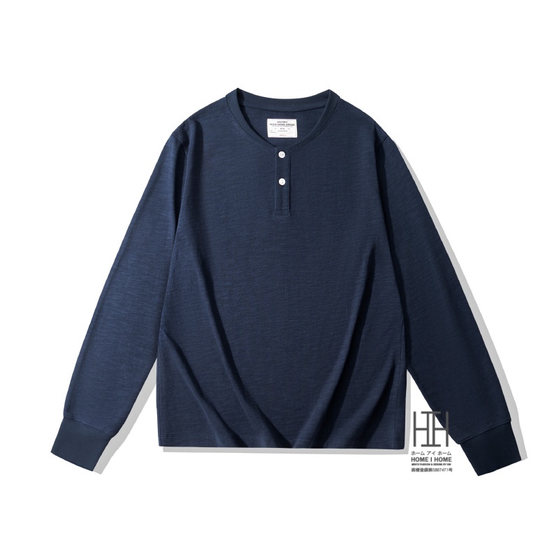 ヘンリーネックTシャツ tシャツ ヘビーウェイトtシャツ メンズ 長袖 スラブコットン 綿 100 無地 アメカジ おしゃれ キレイめ カットソー シンプル カジュアル | ホームアイホーム | 03