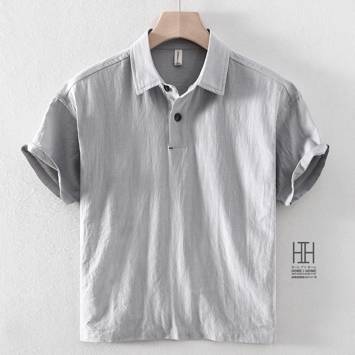 ポロシャツ シャツ メンズ メンズシャツ 半袖シャツ リネンシャツ 白シャツ 夏 リネン 綿 麻 涼しい 無地 プルオーバー ヘンリーネック ビジカジ クールビズ | ホームアイホーム | 02