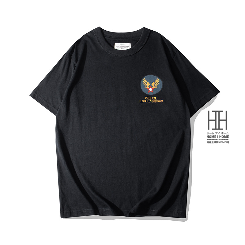 Tシャツ メンズ 半袖 ロゴT プリント 英文字 キャラクター 個性 アメカジ クルーネック 大きいサイズ 棉 100% USAF 第75飛行隊グラフィック tシャツ カットソー | ホームアイホーム | 03