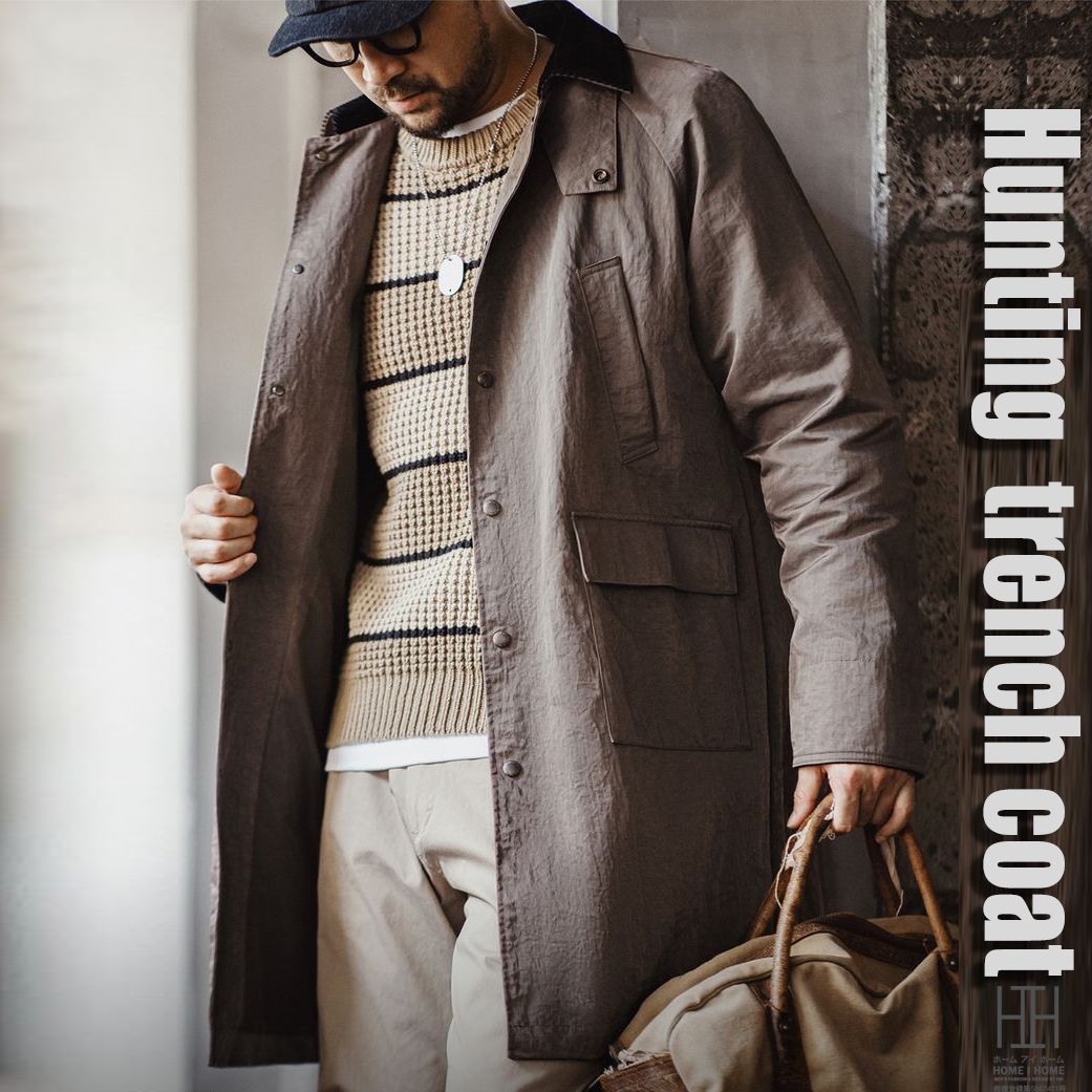 ホームアイホーム ハンティングロングコート ステンカラーコート