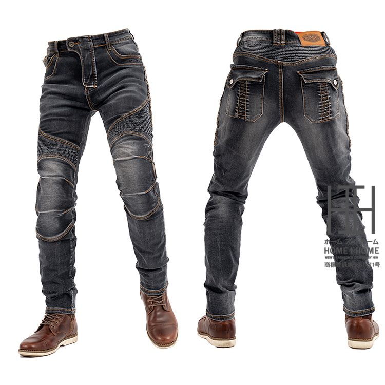 バイクパンツ デニムパンツ メンズ バイクウェア ストレッチ ユーズド加工 ライダーパンツ バイク用 膝パッド装備 耐磨 保護 アウトドア_2