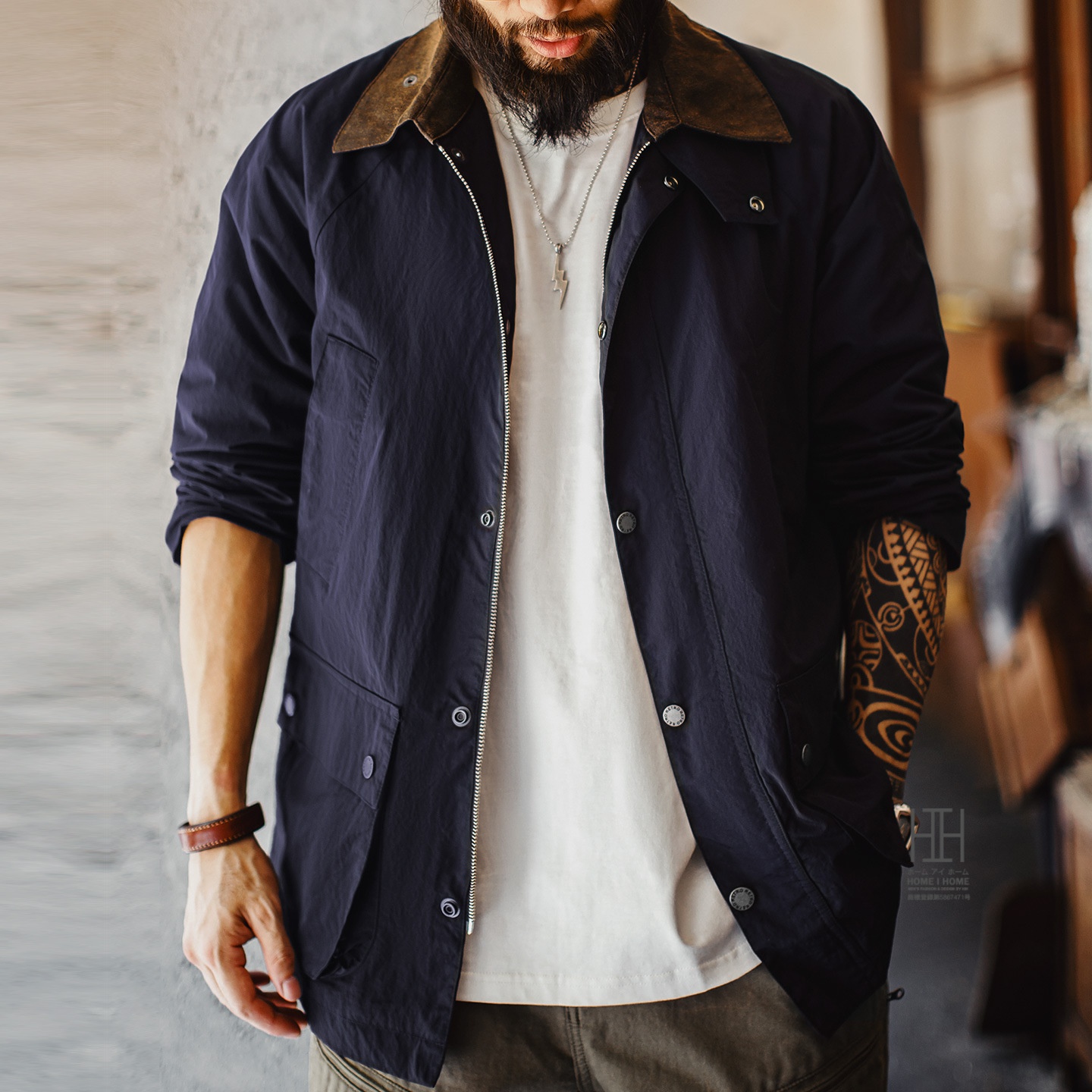 ホームアイホーム サファリジャケット ナイロンジャケット メンズ