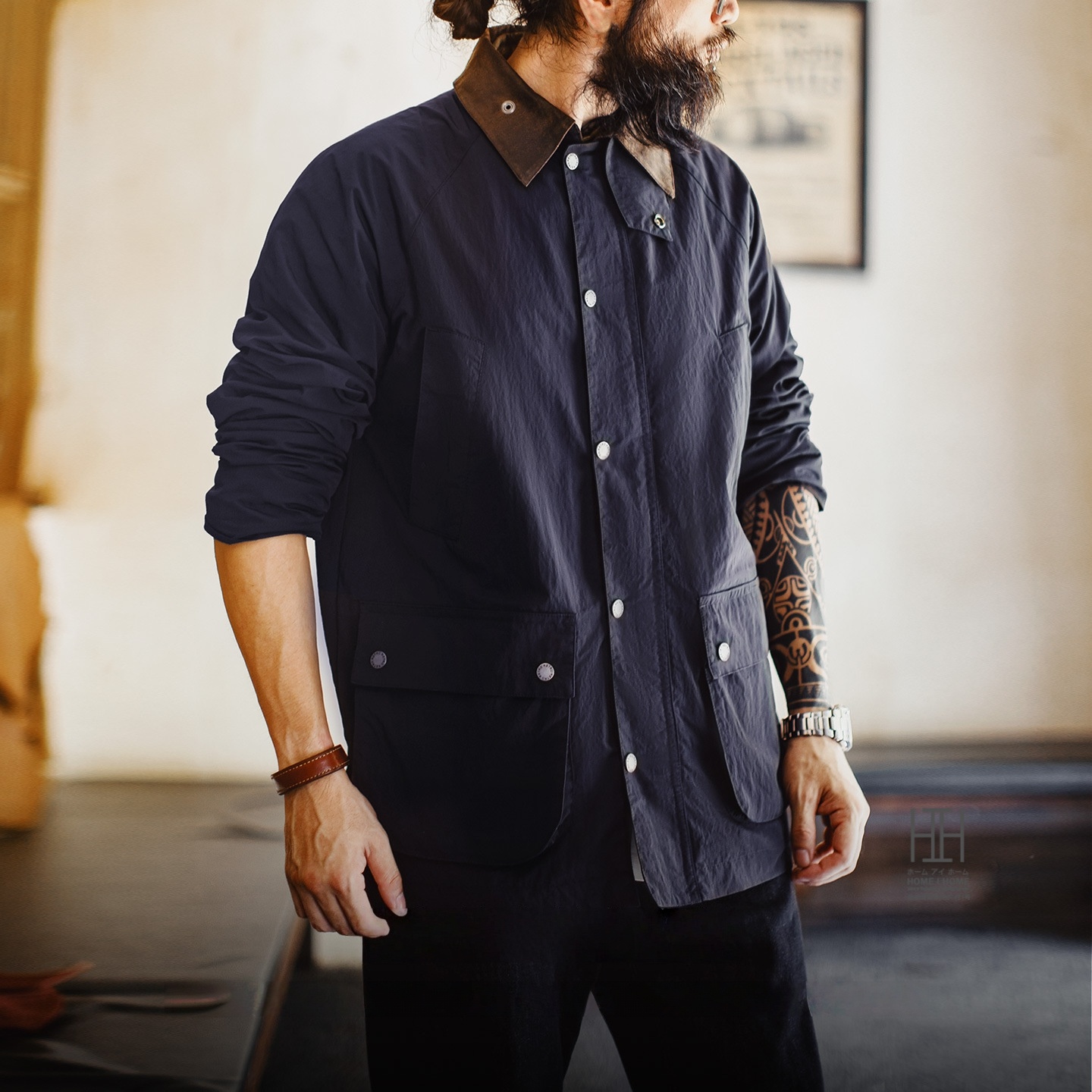 ホームアイホーム サファリジャケット ナイロンジャケット メンズ