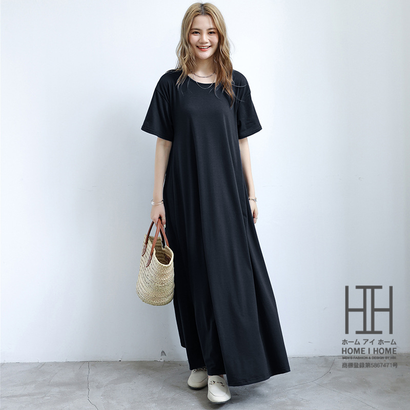 美品 マチャット カットソー フレア ワンピース マキシ丈 ノースリーブ JUNOAH ワンピース 「M〜3XL展開」Aラインノースリーブマキシ丈