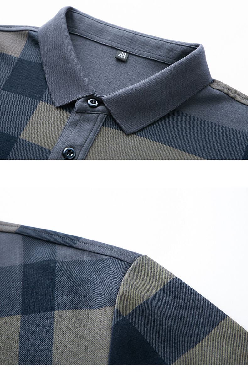 ホームアイホーム ポロシャツ ビジポロ メンズ チェック柄 長袖 カラー