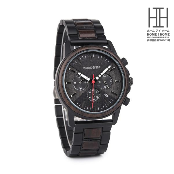 メンズ 腕時計 クォーツ腕時計 24時間表示 ウォッチ 日付表示付き 腕時計 夜光 メンズ 木製 ギフト メンズ腕時計 ビジネス アクセサリー｜justmode｜04