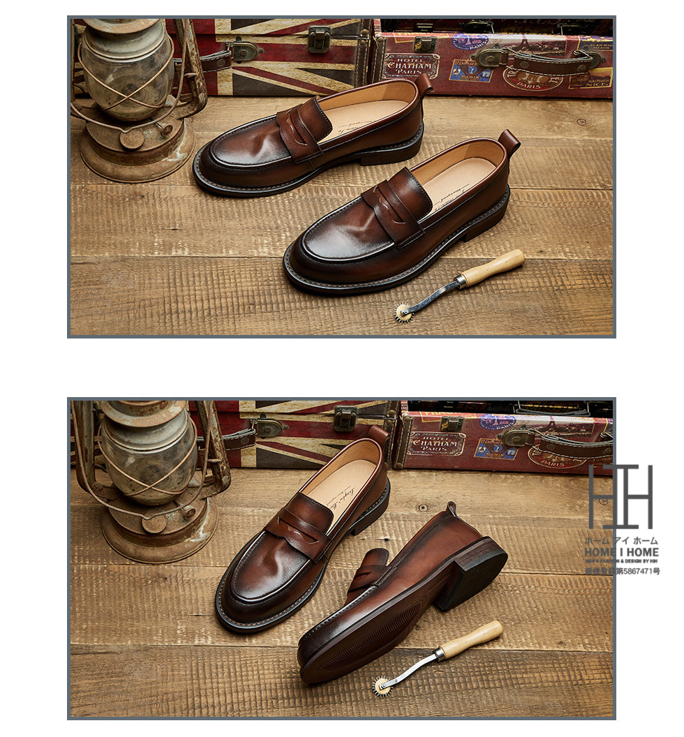 ホームアイホーム ローファー 革靴 メンズ 牛革 スエード ビジネス