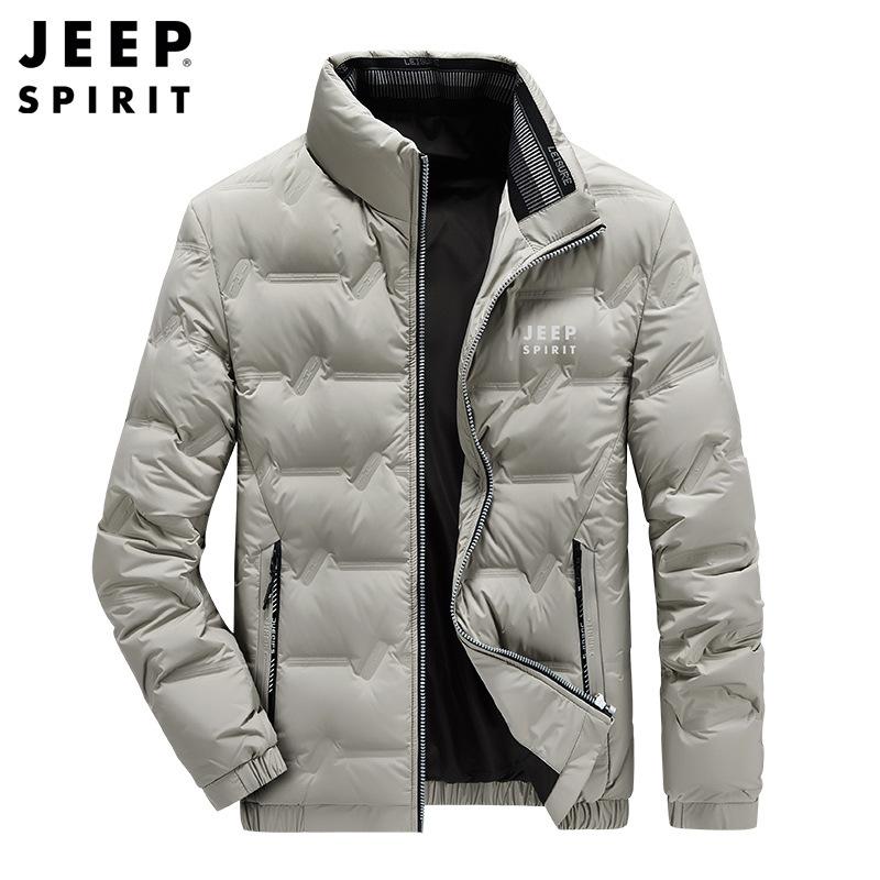Jeep ダウンジャケット メンズ 90ダウン ワンポイント 立ち襟 カジュアル スタイリッシュ 防寒 暖かい アウトドア アウター 秋冬