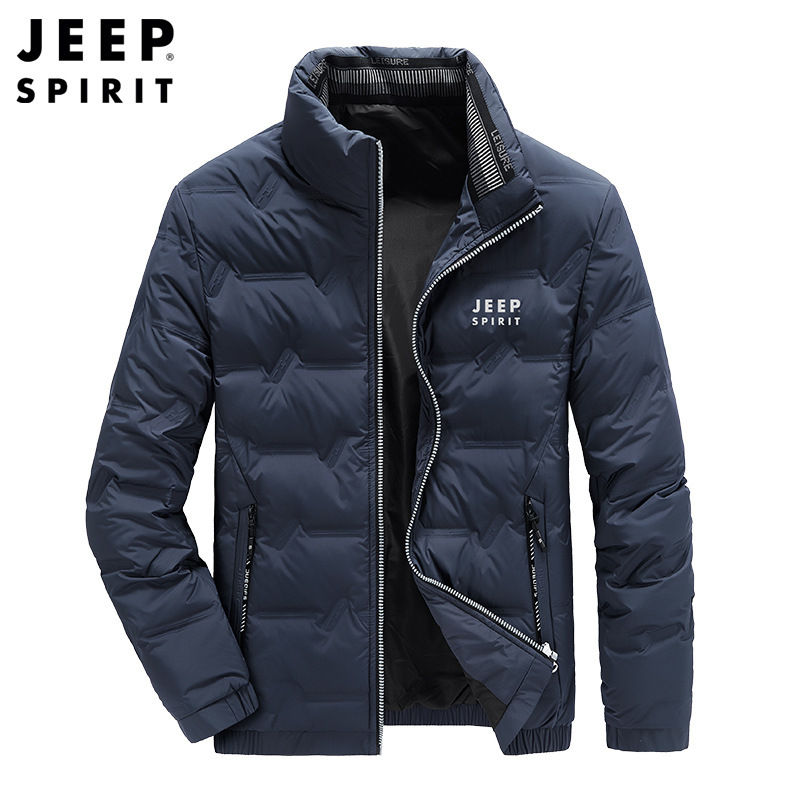Jeep ダウンジャケット メンズ 90ダウン ワンポイント 立ち襟 カジュアル スタイリッシュ 防寒 暖かい アウトドア アウター 秋冬