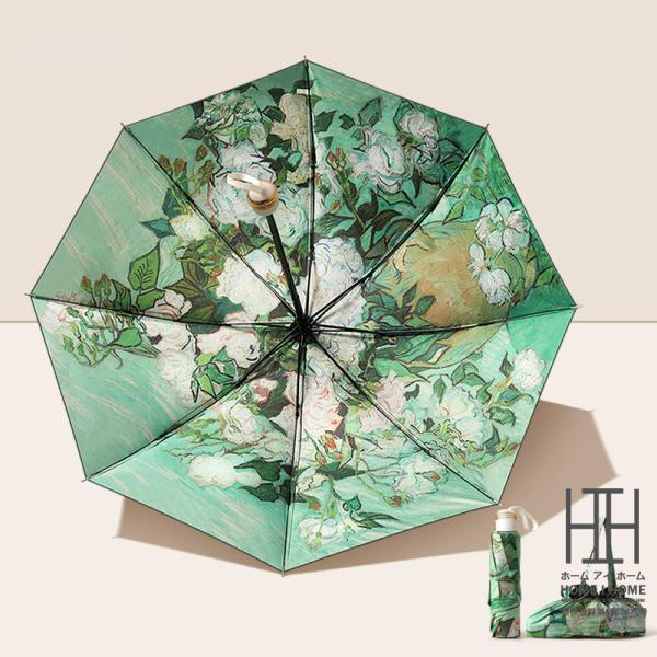 3段折りたたみ日傘 傘 軽量 レディース 傘袋付 遮光率100% 逆折り コンパクト 3つ折り 花柄...