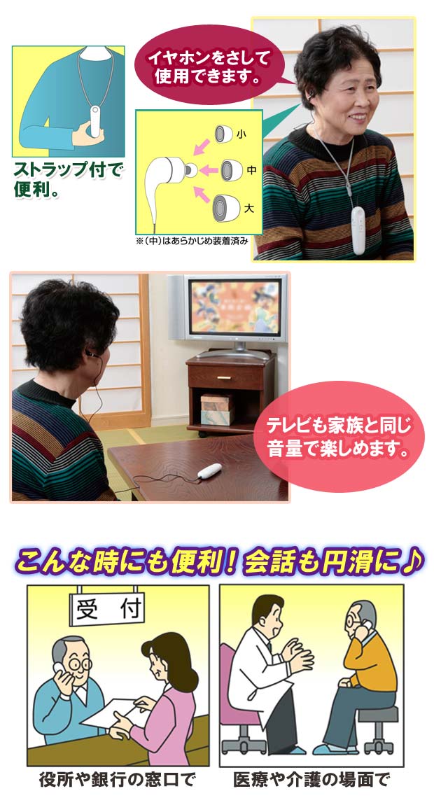 集音器 助聴器 ハッキリ聞こえる 携帯できる 会話 音声 聞く 高齢者 軽量
