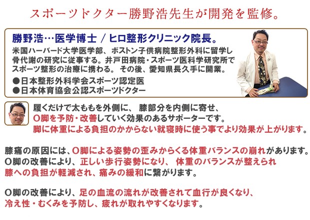 薄手 膝サポーター ひざの痛み 脚の疲れ むくみ解消 着圧サポーター 日本製 膝痛 勝野式夜用ひざサポーター（メール便可）