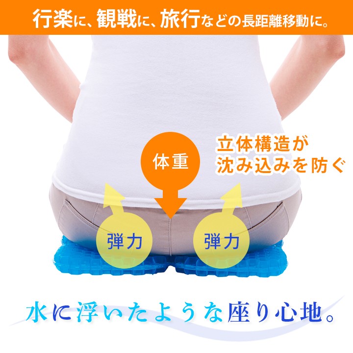 クッション 座布団 Wゲル ハニカムゲル 2層構造 弾力性 柔軟性 通気性
