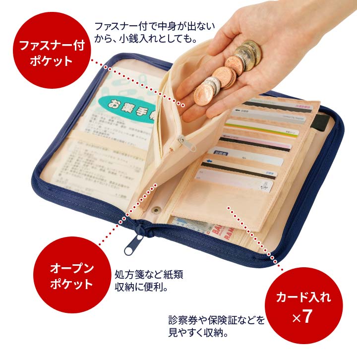 いちご泥棒柄 ウィリアムモリス 通院 旅行 貴重品収納 通帳 パスポート 使いやすい