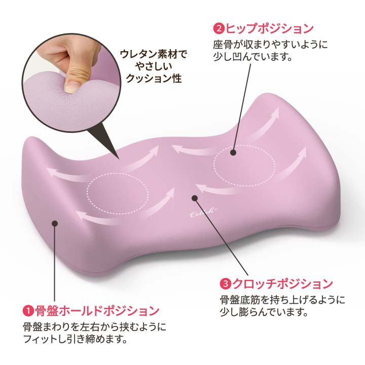 骨盤を挟む フィット 内ももを引き締め ホールドポジション 優しいクッション性