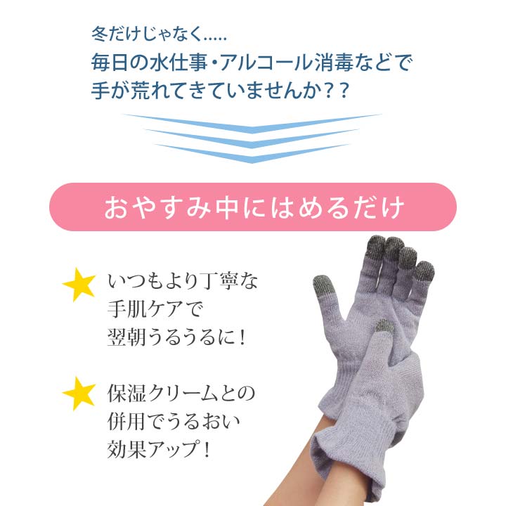 日本製 スマホ対応 保湿手袋 ハンドケア 手荒れ グローブ 就寝用手袋