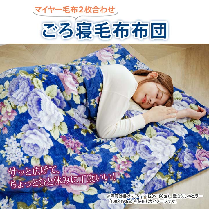 100×190 掛け 敷き 布団 ふとん マイヤー毛布 2枚合わせ 毛布ふとん