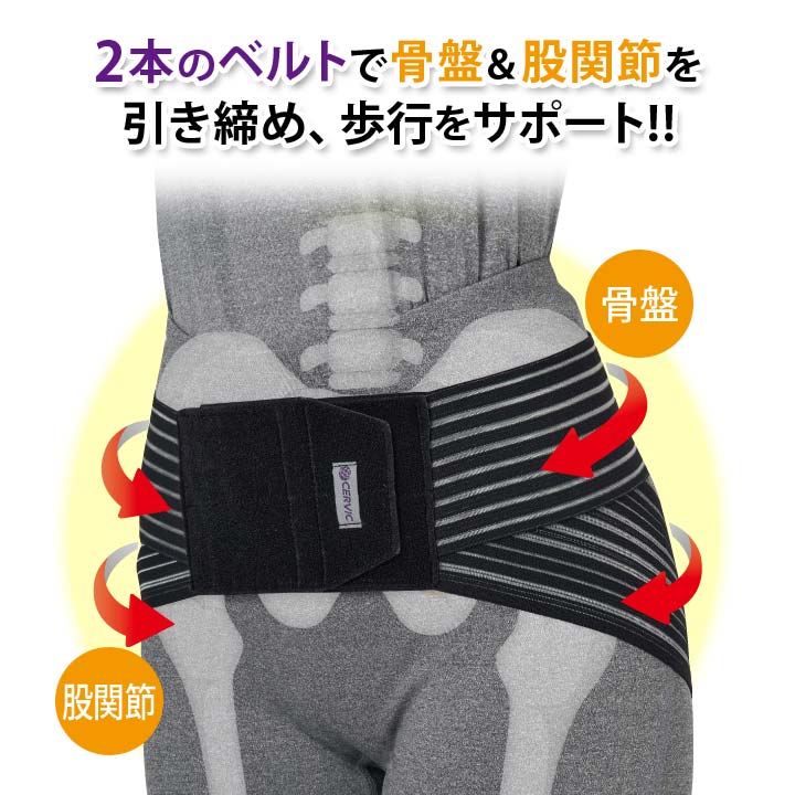 骨盤ベルト 股関節 骨盤 サポーター 2本ベルト 上下2本ベルト 安定 体幹
