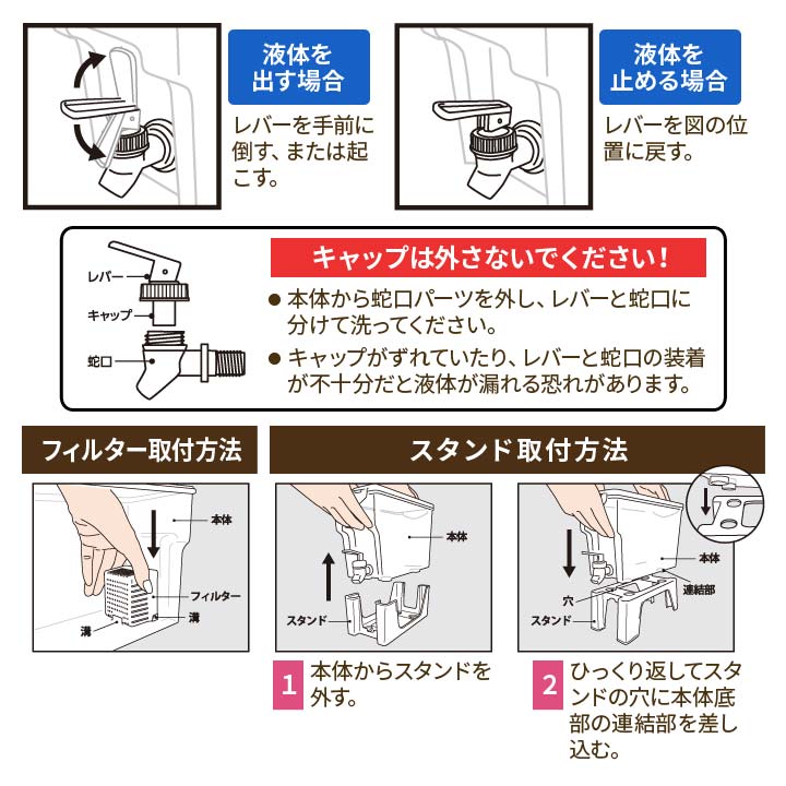 ドリンクサーバー 冷蔵庫に収まる 冷えた飲み物 すぐ飲める レバー式 蛇口 手間いらず