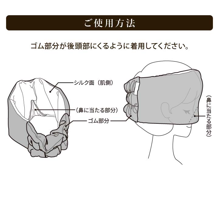 幅広アイマスク シルク 絹100％ 耳まで包む 快適 眠り 安眠サポート ゴム仕様 国産