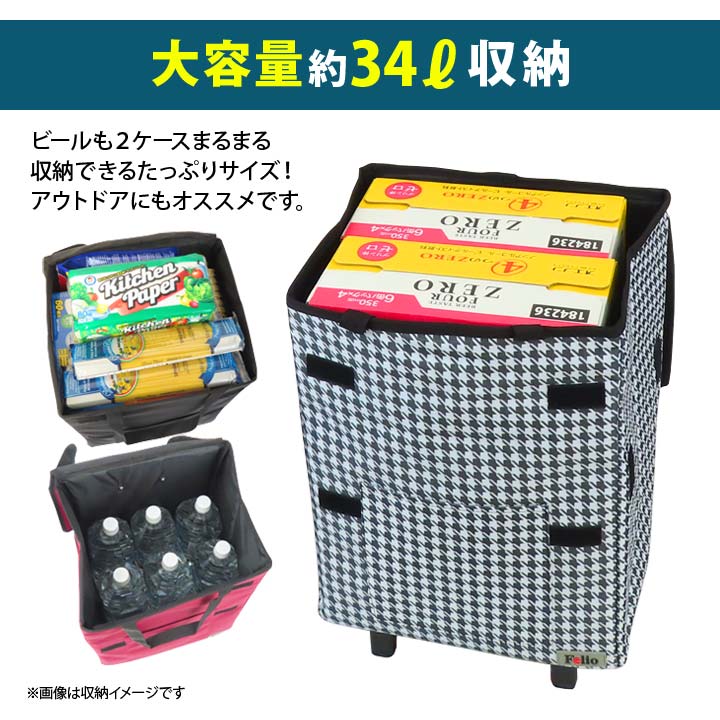 保冷 内側アルミ バッグ カート一体型 エッグポケット 買い物 レジャー