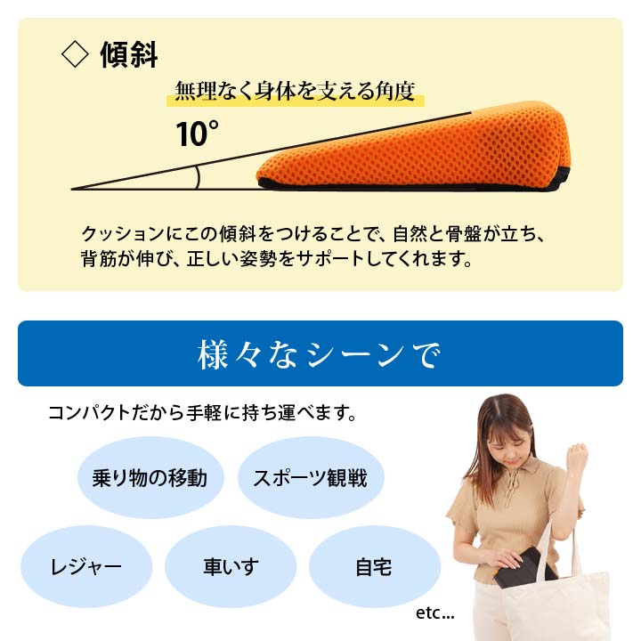 サポートクッション 座布団 コンパクト 多機能 体圧分散 傾斜 向き自由